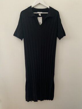 NWT H&M Wide Rib Knit Black Dress